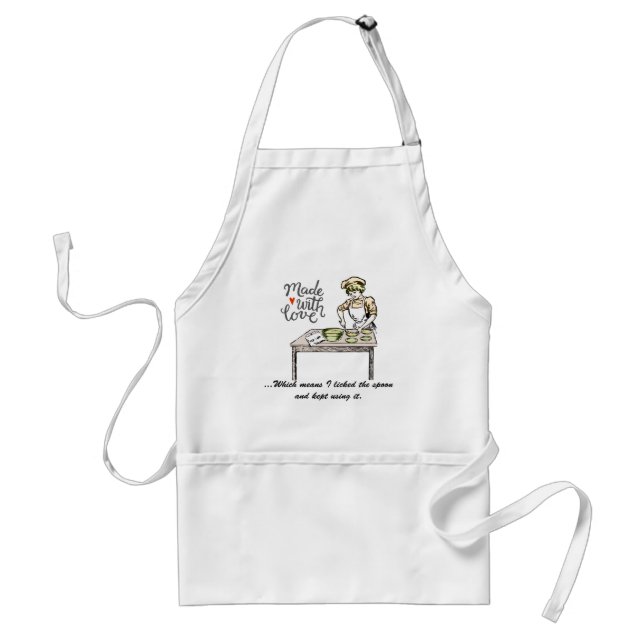 Made With Love Means I Licked the Spoon Funny Adult Apron (Front)