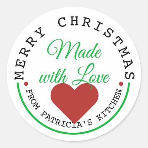 Made With Love Merry Christmas Classic Round Sticker