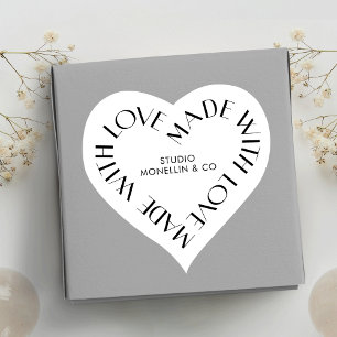 Made With Love Minimalist Business Thank You Order Heart Sticker