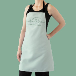 Made with Love Minimalist Green Script Bakery Apron