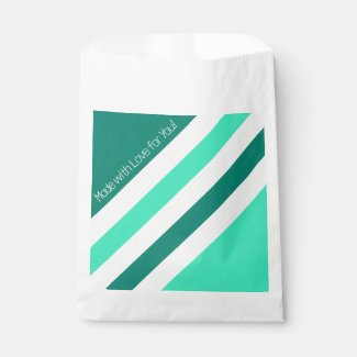 Made with Love Modern Green Teal Stripes Treat Bag