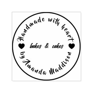 Made with Love   Modern Heart Homemade Baking Self-inking Stamp