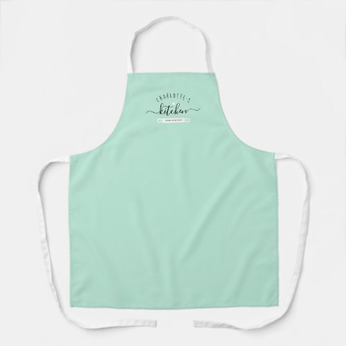 Made With Love Modern Mint Custom Name Kitchen Apron