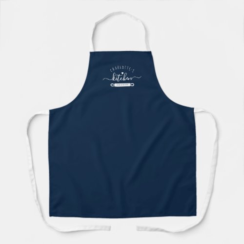 Made With Love Modern Navy Custom Name Kitchen Apron