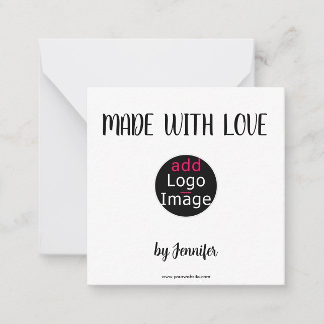Made With Love Modern Professional Custom Logo  Note Card (Front)