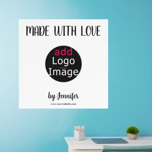 Made With Love Modern Professional Custom Logo  Wall Decal (Home Office)