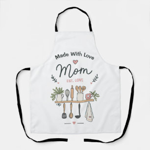 Made With Love Mom Est Cute Boho Kitchen Shelf Apron