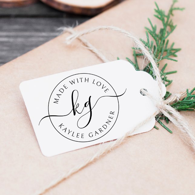 Made With Love Monogrammed Business Rubber Stamp (Creator Uploaded)