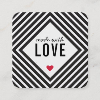 MADE WITH LOVE packaging tag diamond black white