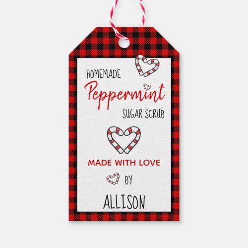 Made With Love Peppermint Scrub Buffalo Plaid Gift Tags