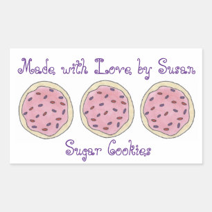 Made with Love Personalized Baking Sugar Cookie Rectangular Sticker