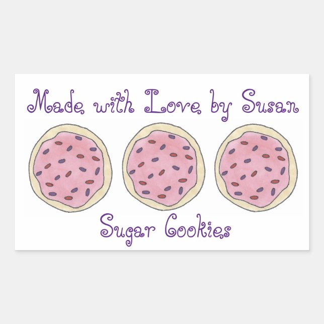Made with Love Personalized Baking Sugar Cookie Rectangular Sticker (Front)