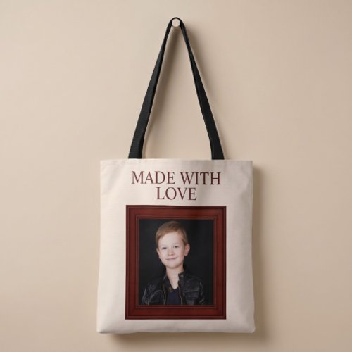 MADE WITH LOVE Personalized Child Photo Tote Bag