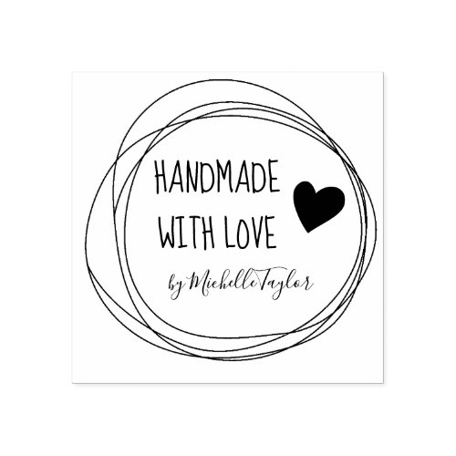 Made With Love Personalized Circles Rubber Stamp