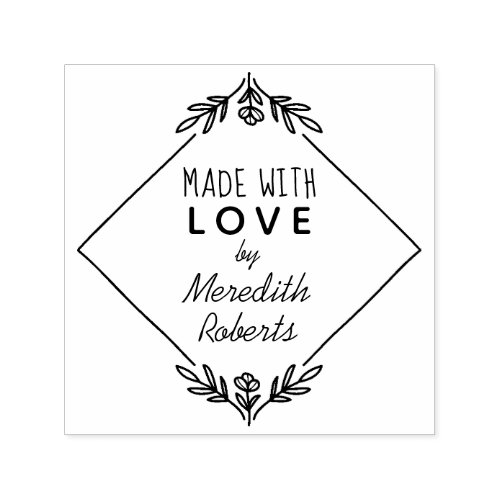 Made With Love Personalized Floral Geometric Frame Self_inking Stamp