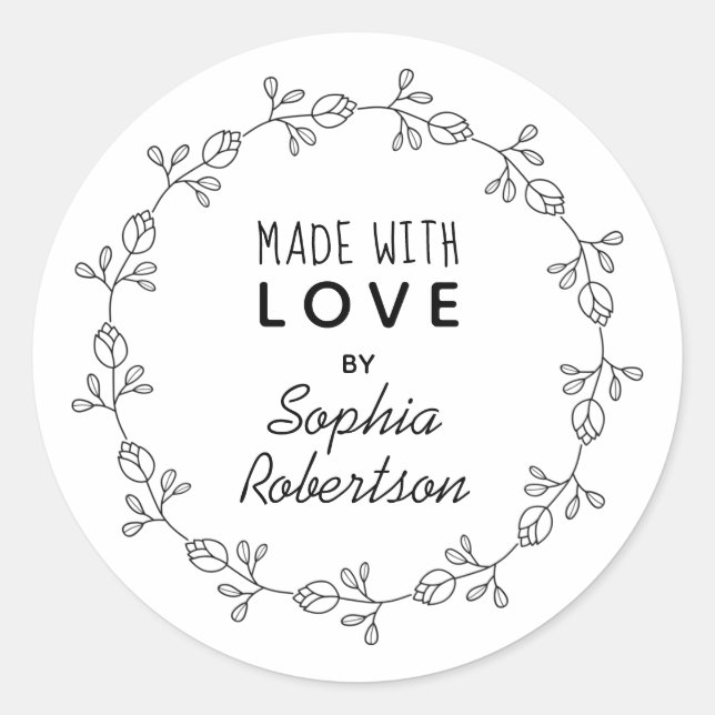 Made With Love Personalized Floral Product Label (Front)