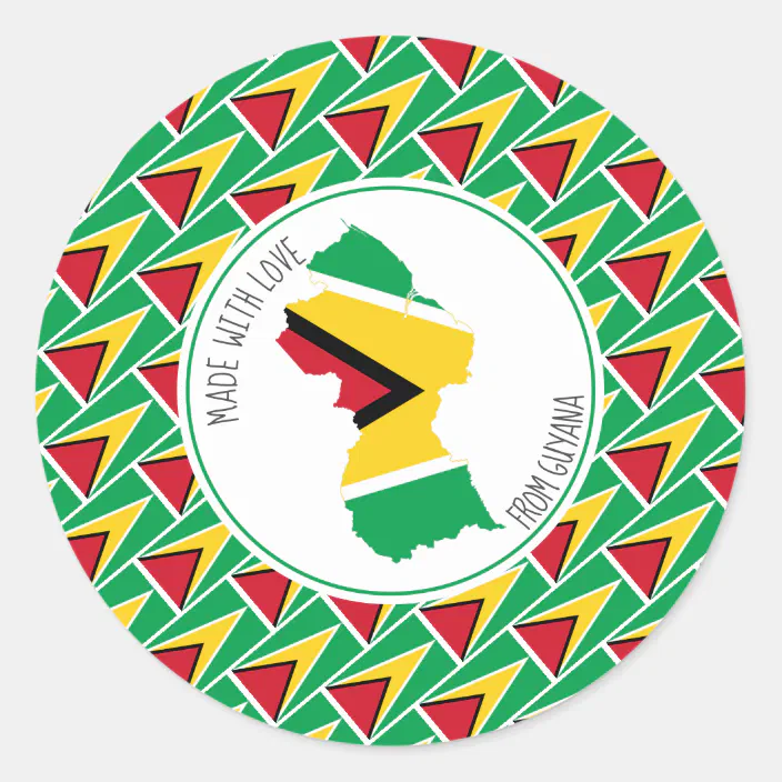 Guyana Map Flag Glossy Label Car Bumper Sticker Decal "SIZES" 