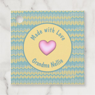 Made with Love Personalized Knit Crochet Heart Favor Tags