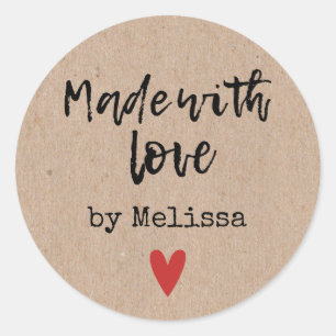 Made With Love Personalized Kraft Classic Round Sticker