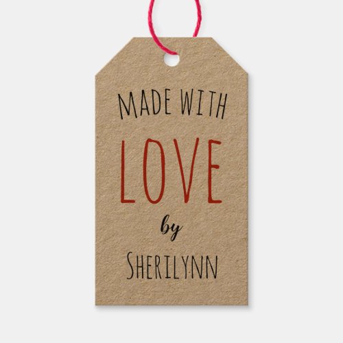 Made with Love Personalized Kraft Gift Tags