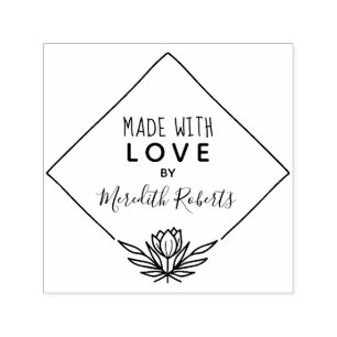 Made With Love Personalized Lotus Flower Frame Self-inking Stamp