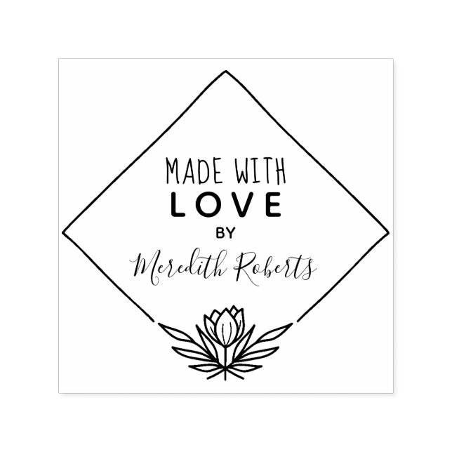 Made With Love Personalized Lotus Flower Frame Self-inking Stamp (Design)
