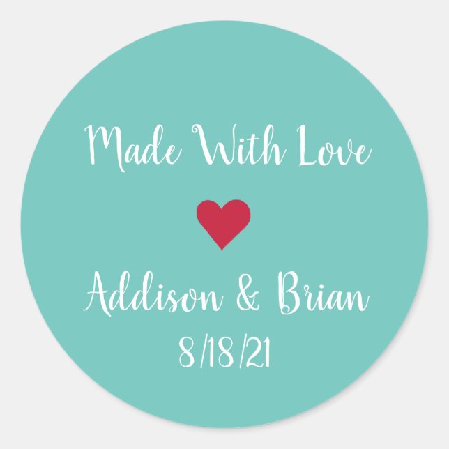 Made With Love Personalized Sticker (Front)