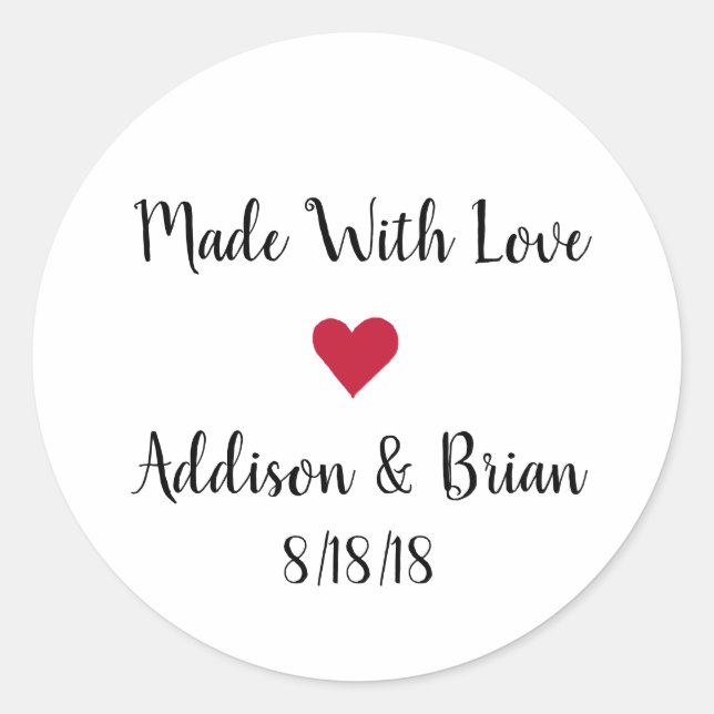 Made With Love Personalized Sticker (Front)