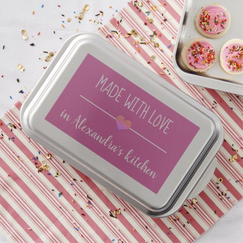 Made with love pink custom name heart  cake pan