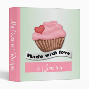 Made with Love Pink & Green Cupcake Recipe Binder