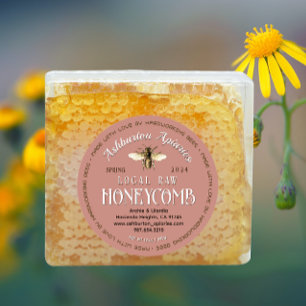 Made With Love Pink Harvest Date Honeycomb Label
