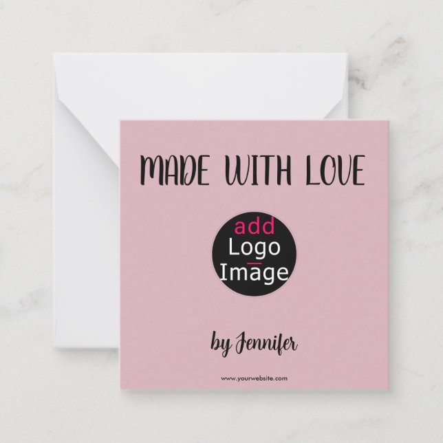 Made With Love Professional Custom Dusty Rose Pink Note Card (Front)