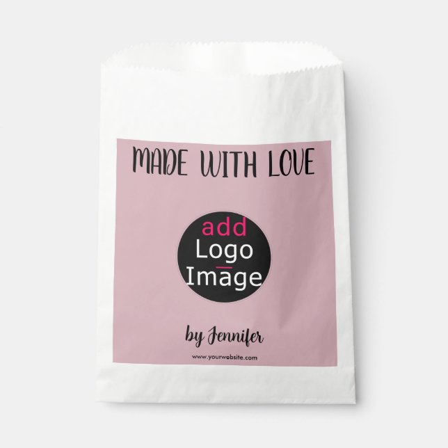 Made With Love Professional Custom Logo Pink Favor Bag (Front)