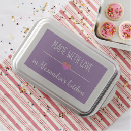 Made with love purple custom name heart  cake pan