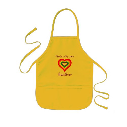 Made with Love Rainbow Heart Personalized Kids Apron