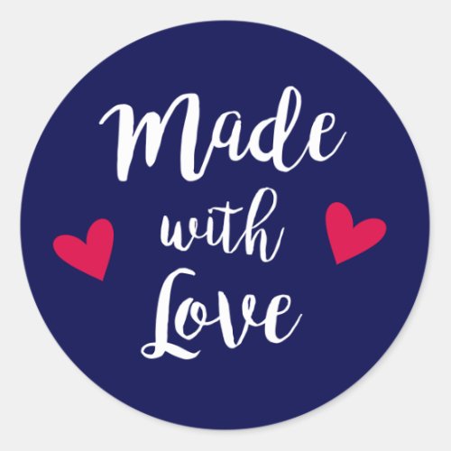 Made with love red and white hearts craft sticker