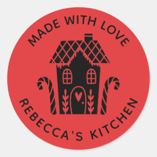 Made With Love Red Christmas Classic Round Sticker