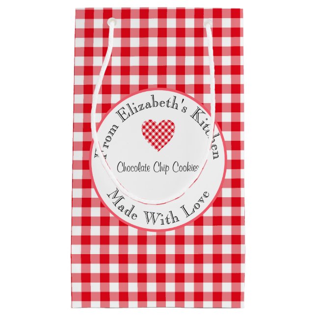 Made With Love Red Gingham Home Baked Gift Small Gift Bag (Front)