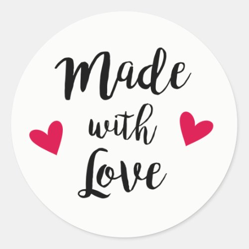 Made with love red love hearts craft sticker