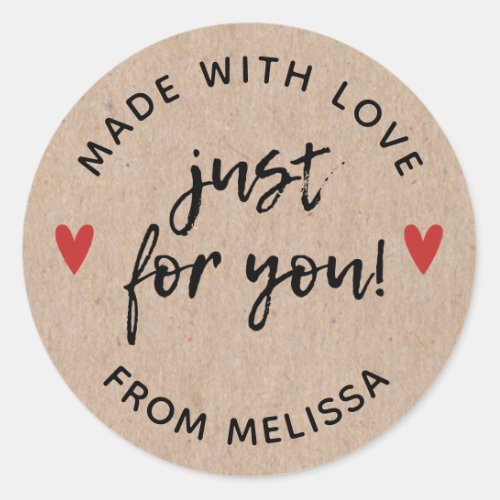 Made with Love Rustic Kraft Classic Round Sticker