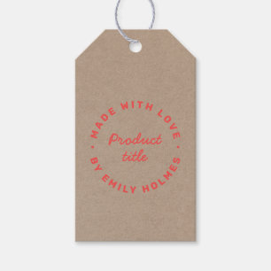 Made with Love Rustic Kraft Modern Retro Red Gift Tags