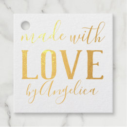 Made with Love Script Personalized Foil Favor Tags