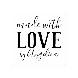 Made with Love Script Personalized Rubber Stamp