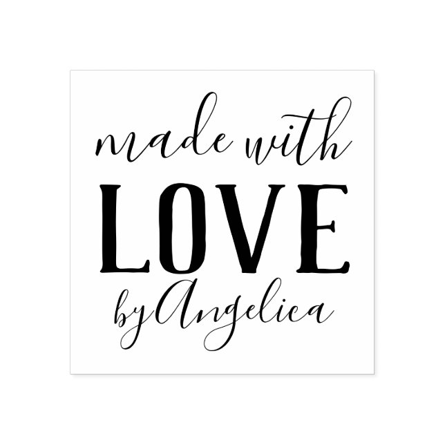 Made with Love Script Personalized Rubber Stamp (Imprint)