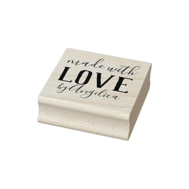 Made with Love Script Personalized Rubber Stamp (Stamp)