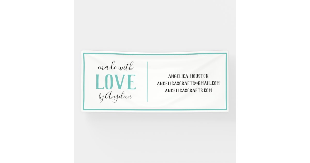 Made with Love Script Turquoise Banner | Zazzle