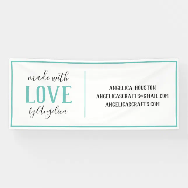Made with Love Script Turquoise Banner | Zazzle