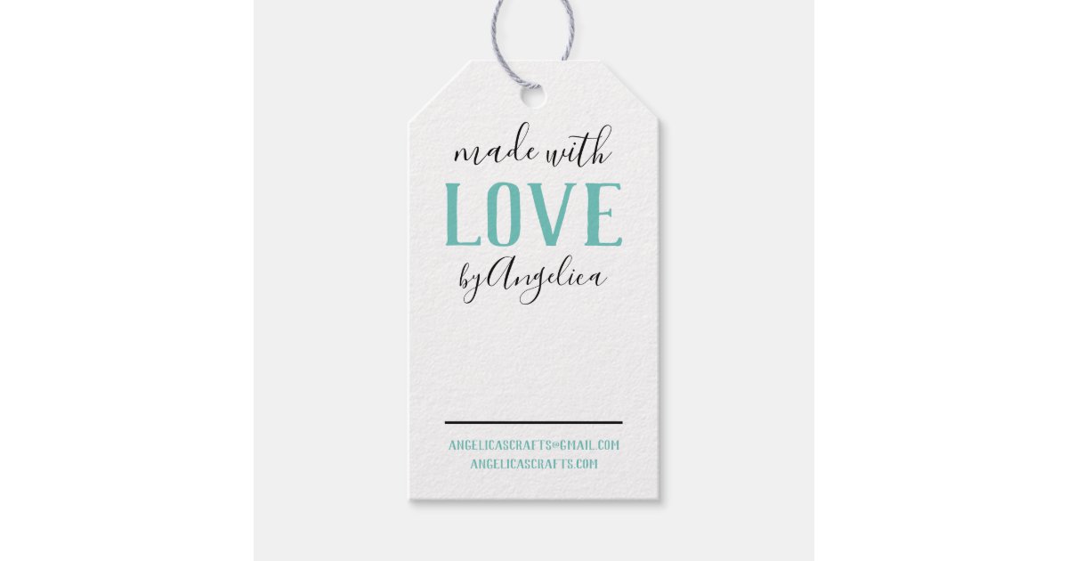 Made with Love Script Turquoise Craft Show Gift Tags