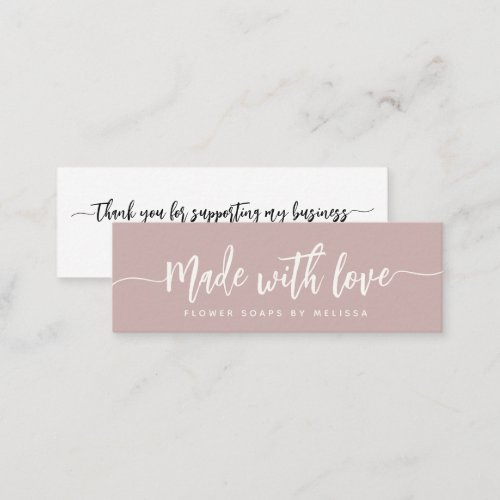 Made with Love Simple Elegant Script Blush Small  Mini Business Card