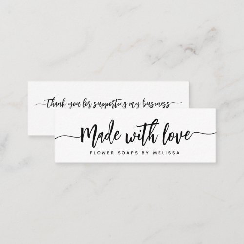 Made with Love Simple Elegant Script Chic Small Mini Business Card